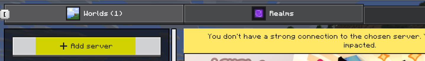 Minecraft Add Server button