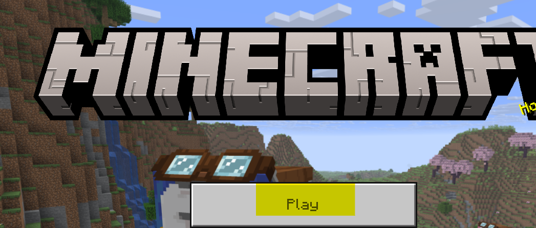 Minecraft home screen with the Play button highlighted