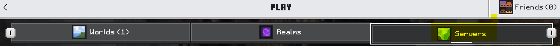 Minecraft Play screen showing the Servers tab